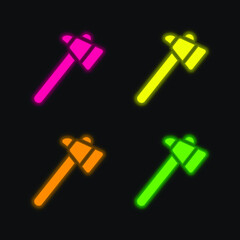 Ax four color glowing neon vector icon