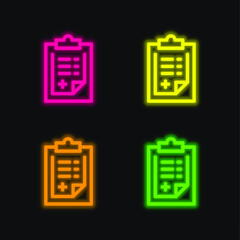 Admision Form four color glowing neon vector icon