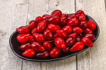 Sweet and ripe cornel berries