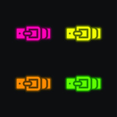 Belt four color glowing neon vector icon