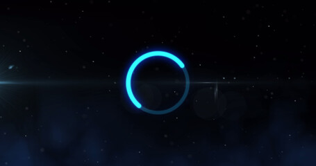 Image of glowing loading circle digital interface