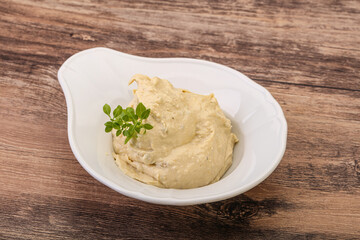 Vegan food - hummus with olive oil