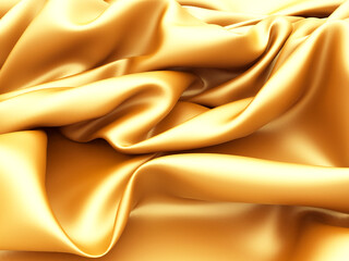 Fototapeta premium Golden silk elegant background. Texture of fabric