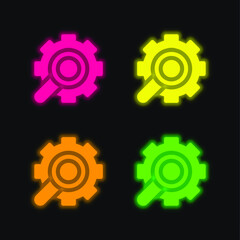 Analysis four color glowing neon vector icon