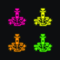 Obraz premium Allergy Shots four color glowing neon vector icon