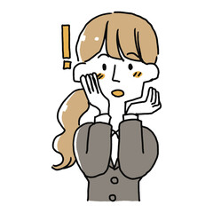驚いているスーツの女性
