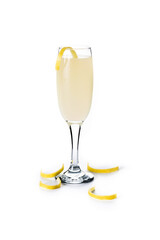 French 75 cocktail in glassisolated on white background