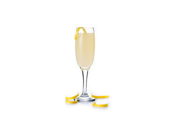French 75 cocktail in glassisolated on white background