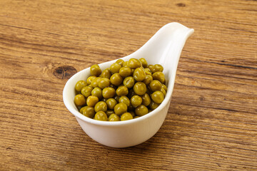 Marinated green pea in the bowl