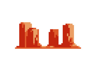 Pixel art mountain isolated vector illustration. Travel application icon. Mobile apps icon design. 8-bit sprite. 