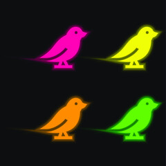Bird four color glowing neon vector icon
