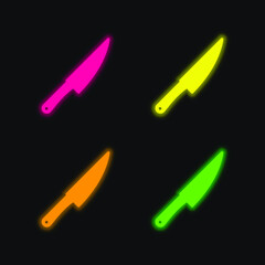 Big Knife four color glowing neon vector icon
