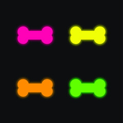 Bone four color glowing neon vector icon