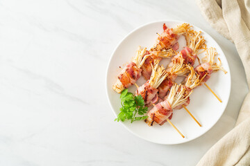 Bacon Wrapped Golden Needle Mushroom