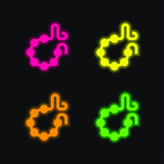 Bracelet four color glowing neon vector icon