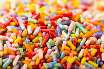 Sugar sprinkle. Colorful confectionery for cake decoration.