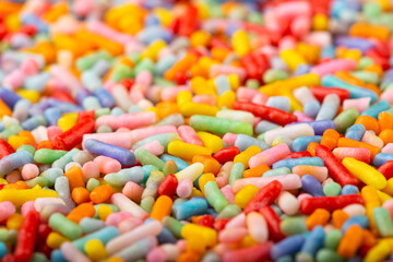 Fototapeta na wymiar Sugar sprinkle. Colorful confectionery for cake decoration.