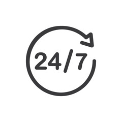 24 Hours a day service, icon, symbol vector.