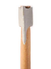 Hatchet, camping ax isolated on white background, top view