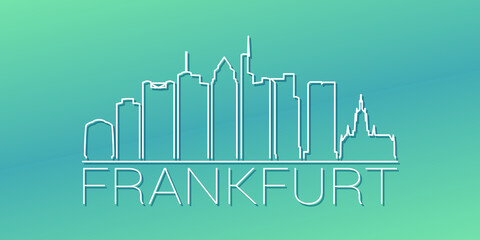 Naklejka premium Frankfurt, Germany Skyline Linear Design. Flat City Illustration Minimal Clip Art. Background Gradient Travel Vector Icon.