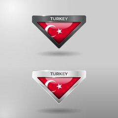 3D Label, Tag and Location Pointer Flag Nation of Turkey with Glossy Reflection