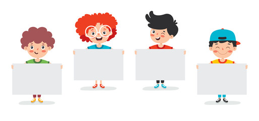 Funny Children Holding Placard