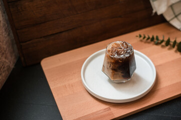 Cup of coffee on table wooden table