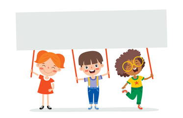 Funny Children Holding Placard