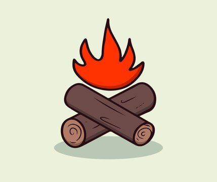 Camp firewood and fire illustration