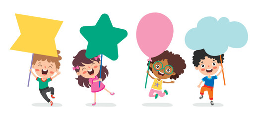 Funny Children Holding Placard