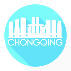 Fototapeta premium Chongqing, China Round Button City Skyline Design. Silhouette Stamp Vector Travel Tourism.