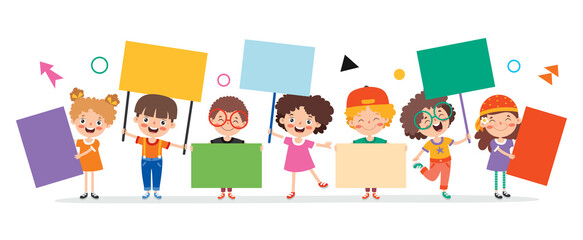 Funny Children Holding Placard