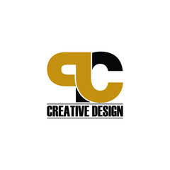 Letter PC simple logo design vector