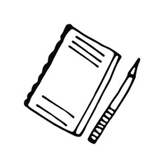 Doodle notebook.Camping hand drawn line art.