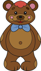 Cartoon illustration of funny teddy bear. Cute and funny cartoon characters. Illustration for children.