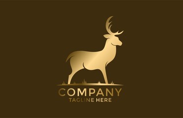 Gold Deer Mascot Cartoon Logo