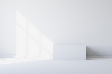 White room with shadow from the light from the window. 3d rendering