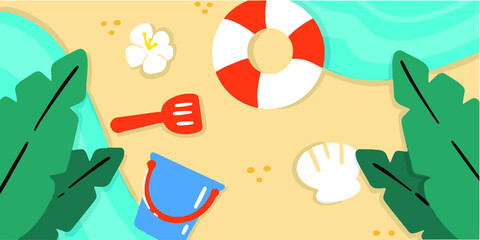 Playful And Fun Beach Coast Doodle Illustration Exclusive Vector