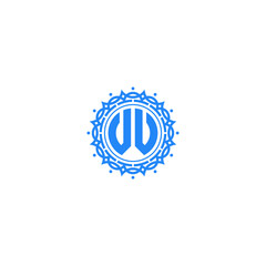 W or JL letter in blue stamp logo