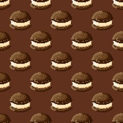 Macaron pattern pixel art. Seamless pattern. Pixel art Macaron pattern. Valentine's Day.