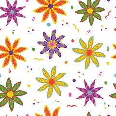 Seamless pattern with cute flowers. For paper, packaging, textiles and design.