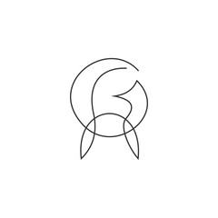 continuous line fox logo vector