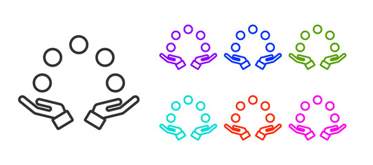 Black line Juggling ball icon isolated on white background. Set icons colorful. Vector