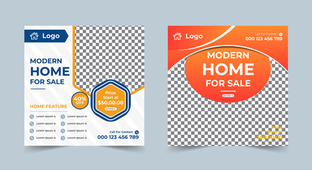 Modern Real estate home for sale instagram post or flyer square social media post template	