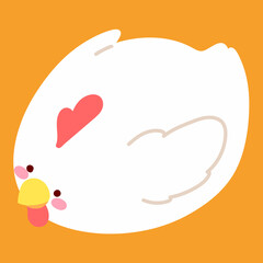 Cute and round simple white chicken illustration flat colored