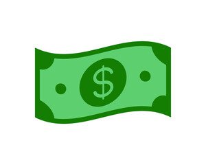 Money bill icon. Green banknote symbol. Paper cash sign. Finance and economy banking pictogram. Currency logo. Vector illustration image.