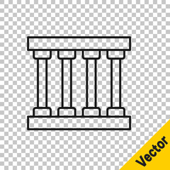 Black line Prison window icon isolated on transparent background. Vector