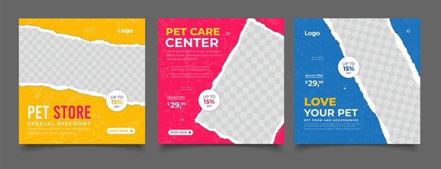 Pet shop banner for social media instagram post template