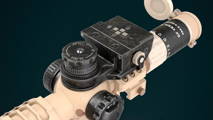 3D render of an optical sight with a ballistic computer for long-range shooting © jack_less