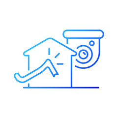Avoiding house intrusion with CCTV system gradient linear vector icon. Burglaries prevention. House robbery. Thin line color symbols. Modern style pictogram. Vector isolated outline drawing